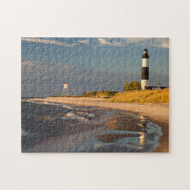 Quebra-cabeça Farol Big Sable Point no Lago Michigan 2 (Horizontal)