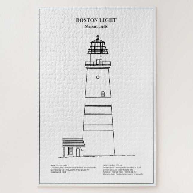 Quebra-cabeça Farol de Boston - Massachusetts - BD (Vertical)