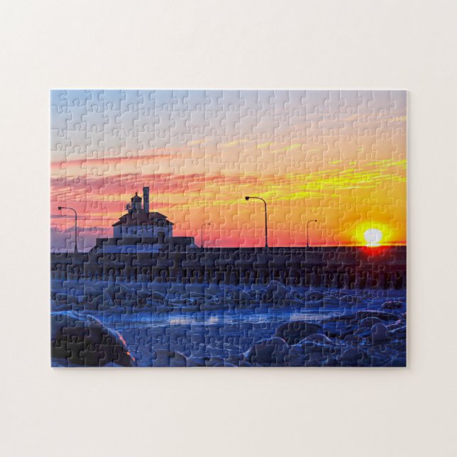 Quebra-cabeça Farol de Duluth Minnesota ao Nascer do Sol (Horizontal)