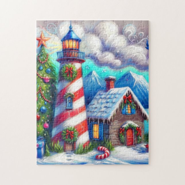 Quebra-cabeça Farol de Natal Montanha Costeira Náutica (Vertical)