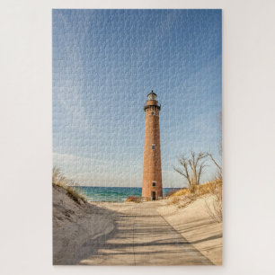 Quebra-cabeça Farol do Little Sable Point no lago Michigan