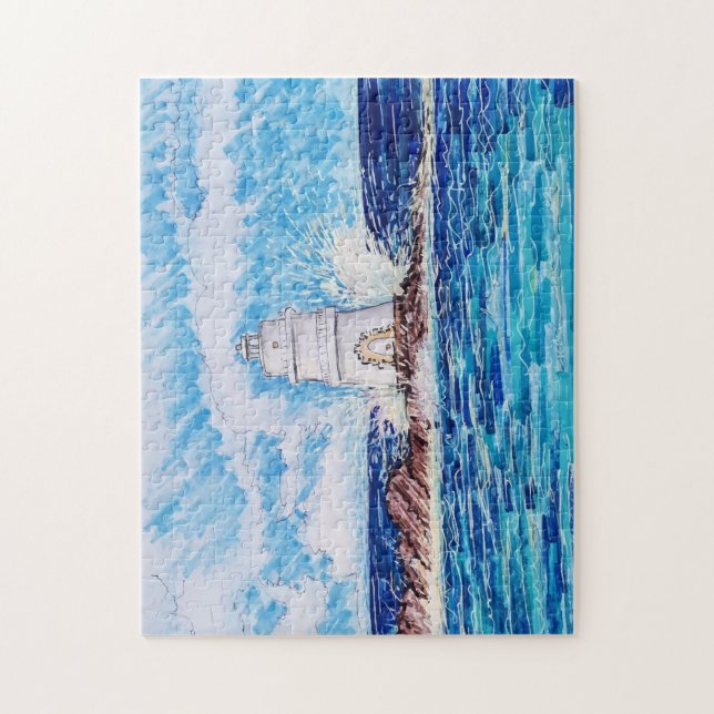 Quebra-cabeça Farol em Azul (Vertical)