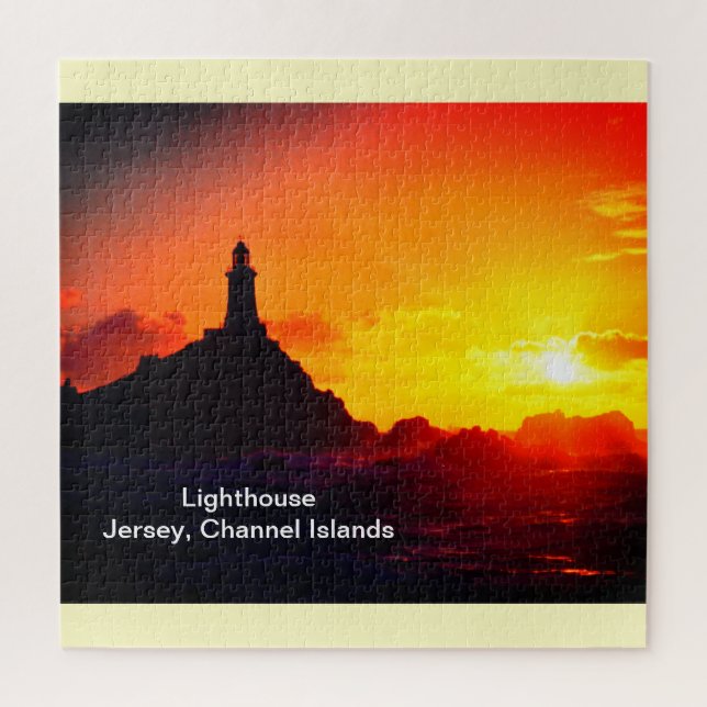 Quebra-cabeça Farol no pôr do sol em Jersey (Vertical)