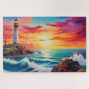 Quebra-cabeça 🌅 Farol no Sunset