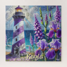 Farol Roxo com Foxglove & Iris Personalizado