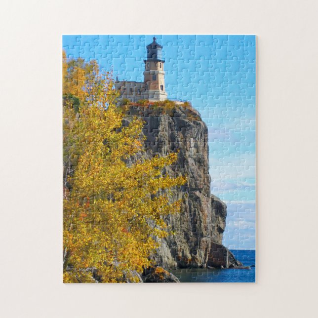 Quebra-cabeça Farol Split Rock Lago Superior. (Vertical)