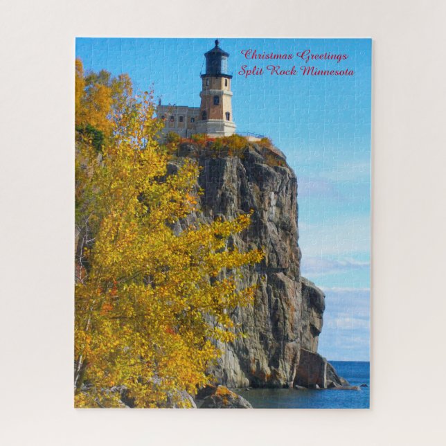 Quebra-cabeça Farol Split Rock Lago Superior. (Vertical)