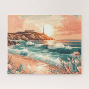 Quebra-cabeça Farol Sunset Ocean Beach Boho Floral