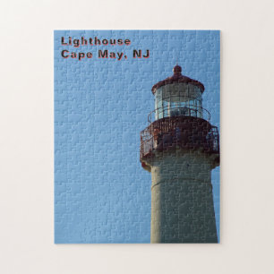 Quebra-cabeça Farol Vermelho Branco, Cape May, NJ