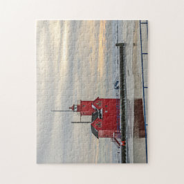 Quebra-cabeça Farol Vermelho Grande na Holland MI - 252 peças