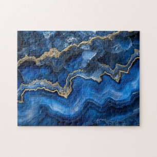 Quebra-cabeça Fatia marinho Blue Geode com Veias Douradas