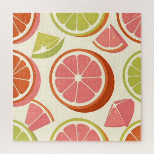 Quebra-cabeça Fatias de Toranja Laranja Lima Cítricas Vibrantes