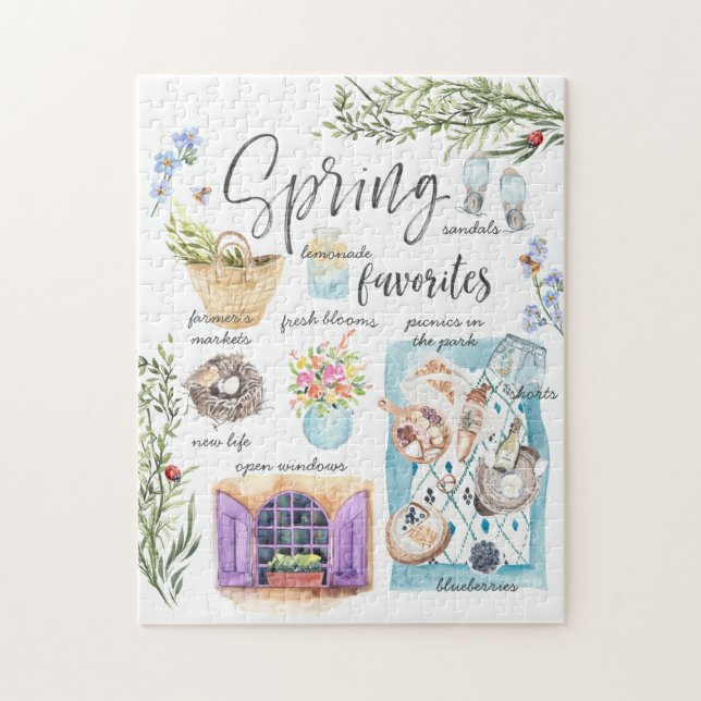 Quebra-cabeça Favoritos da Primavera da Moda | Ilustração Aquare (Vertical)