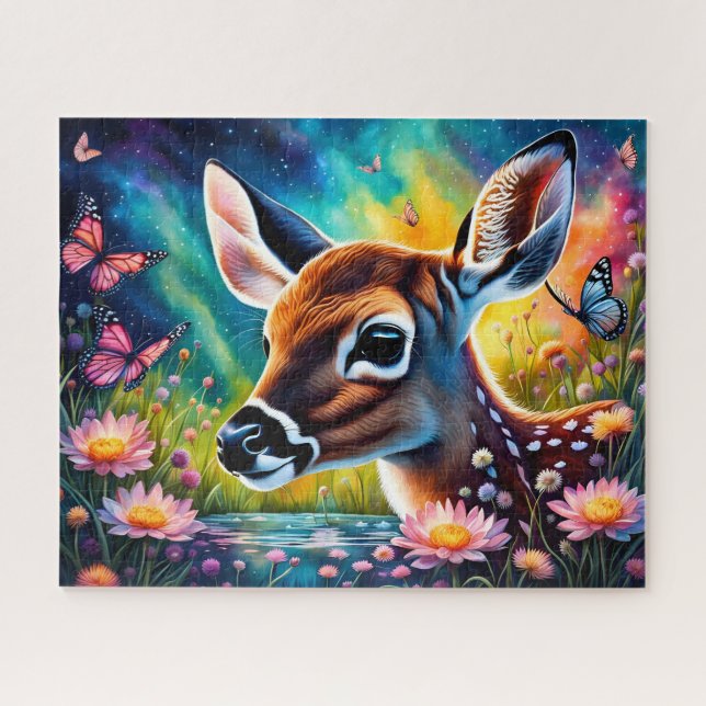 Quebra-cabeça Fawn em Meadow Pond (Horizontal)