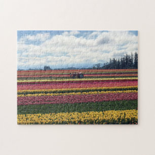 Quebra-cabeça Fazenda de Tulipas de Sapato de Madeira, Woodburn,