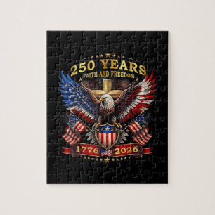 Quebra-cabeça Fé Liberdade 250 Anos 1776 2026 Águia Patriótica