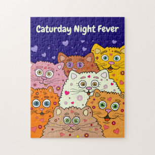 Quebra-cabeça Febre Noturna de Sábado, Gatos de Cartoons