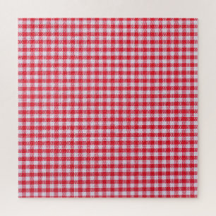 Quebra-cabeça Fechamento da Tablecloth Verificado Vermelho.
