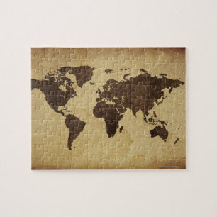 Quebra-cabeça Feche acima do mapa do mundo antigo 3
