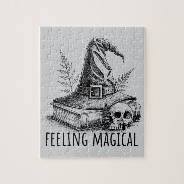 Quebra-cabeça Feeling Magical Witches Spell Book and Skull (Vertical)