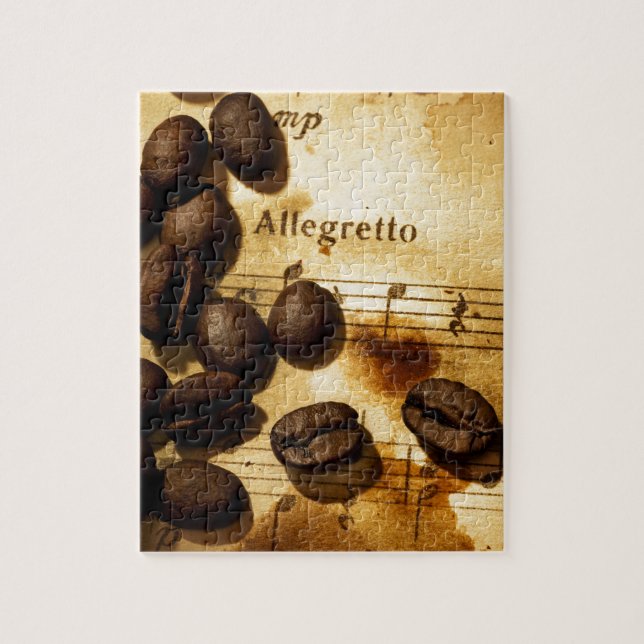 Quebra-cabeça Feijões de café e notas da música (Vertical)