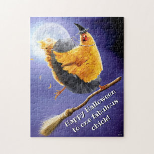 Quebra-cabeça Feiticeira de Frango na Broomstick