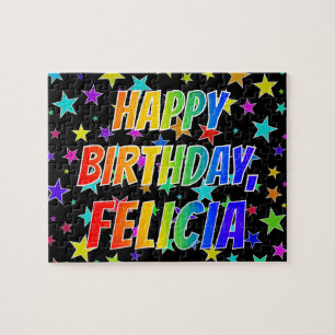 Quebra-cabeça "FELICIA" Primeiro Nome, Diversão "FELIZ ANIVERSÁR