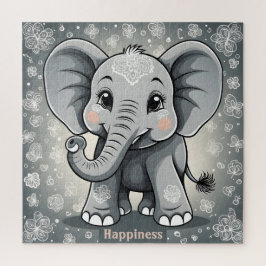 Quebra-cabeça Felicidade Elefante-Bebê IA Fantasy Arte Digital