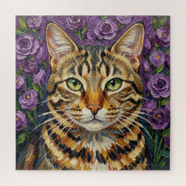 Quebra-cabeça Felino & Floral | Arte Felina Adorável 