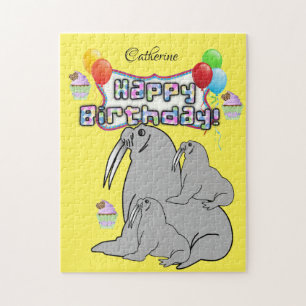 Quebra-cabeça Feliz aniversário Cupcake dos Balões de Selo