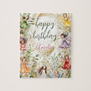 Quebra-cabeça Feliz Aniversário das Fadas Cortantes Florais