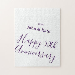 Quebra-cabeça Feliz aniversário de 50 anos nome roxo simples 