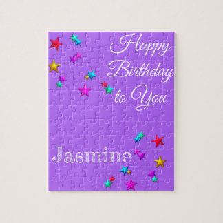 Quebra-cabeça Feliz Aniversário Estrelas Roxas