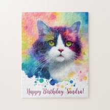 Feliz Aniversário Gato Caprichoso Personalizado