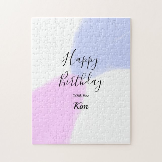 Quebra-cabeça Feliz aniversário rosa roxo pastel nome simples el (Vertical)