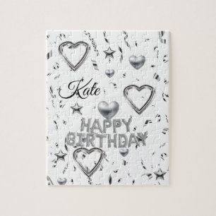 Quebra-cabeça Feliz Aniversário Silver Hearts