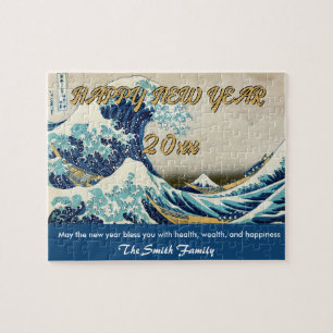 Quebra-cabeça Feliz ano novo com a onda Excelente de Hokusai