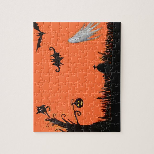 Quebra-cabeça Feliz Árvore de Halloween Fantasma Puzzle com Caix (Vertical)