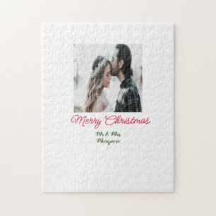 Quebra-cabeça Feliz casal de Natal - adicione nome feliz holida