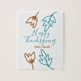 Quebra-cabeça Feliz Dia de Ação de Graças queda castanha azul de