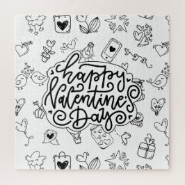 Quebra-cabeça Feliz dia de os namorados com texto preto e arte f
