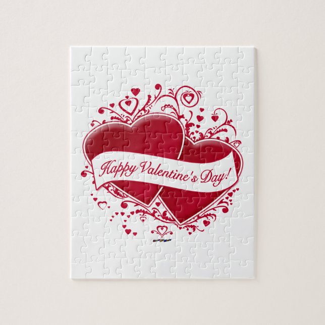 Quebra-cabeça Feliz dia de os namorados! Corações Vermelhos (Vertical)