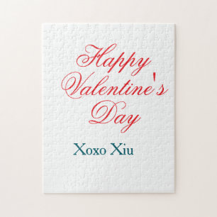 Quebra-cabeça Feliz dia dos namorados nome vermelho azul xoxo am