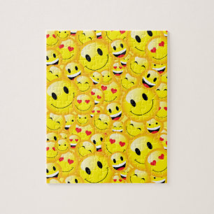 Quebra-cabeça Feliz Emoji Amarelo sorrindo Rostos Animados