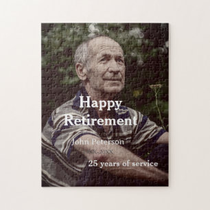 Quebra-cabeça Feliz foto de aposentadoria nome ano anos de servi