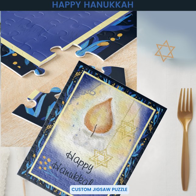 Quebra-cabeça Feliz Hanukkah Candle Light (Happy Hanukkah Candle Light Jigsaw Puzzle)