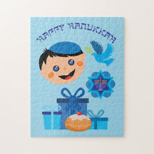 Quebra-cabeça 🕎 Feliz Hanukkah, garoto, textos personalizáve