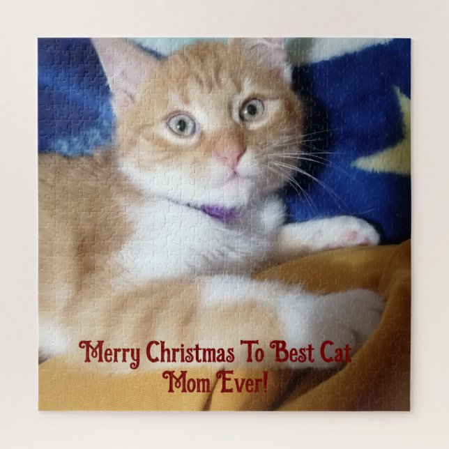 Quebra-cabeça Feliz Natal à Melhor Mãe de Gato de Sempre  (Vertical)