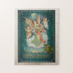 Quebra-cabeça Feliz Natal,Angels Retro<br><div class="desc">Feliz Natal,  Anjos retrorreflectores</div>