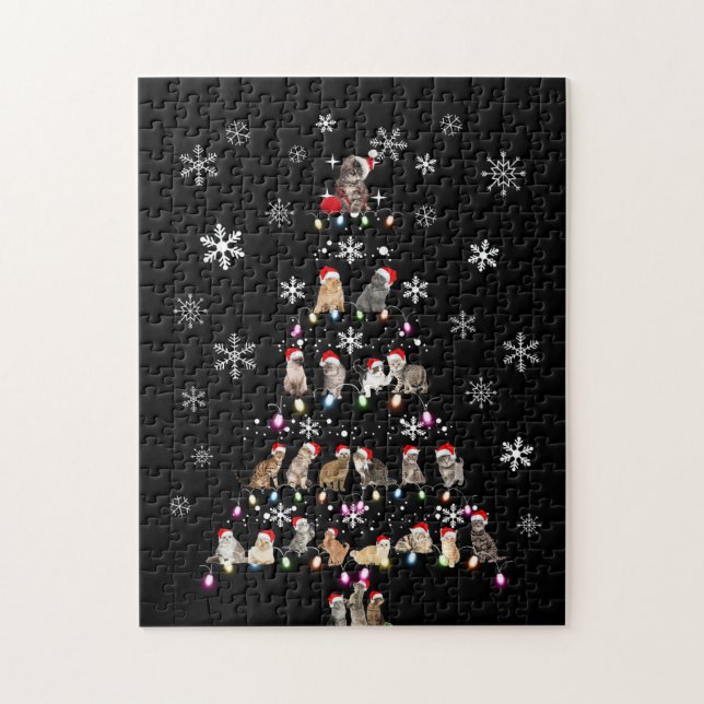 Quebra-cabeça Feliz Natal | Árvore de Natal de Gato Gato (Vertical)
